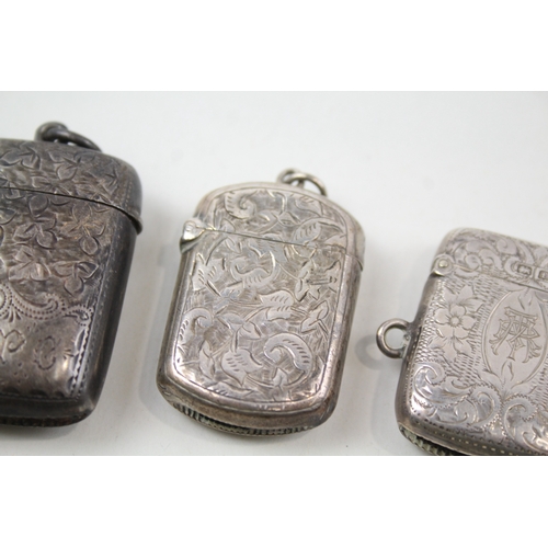 40 - 3 x .925 sterling silver vesta / match cases