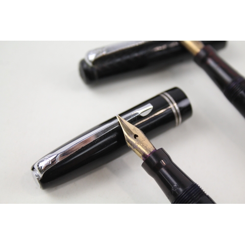 412 - 2 x Vintage Mabie Todd Swan Fountain Pens w 14ct Gold Nibs WRITING Inc Leverless