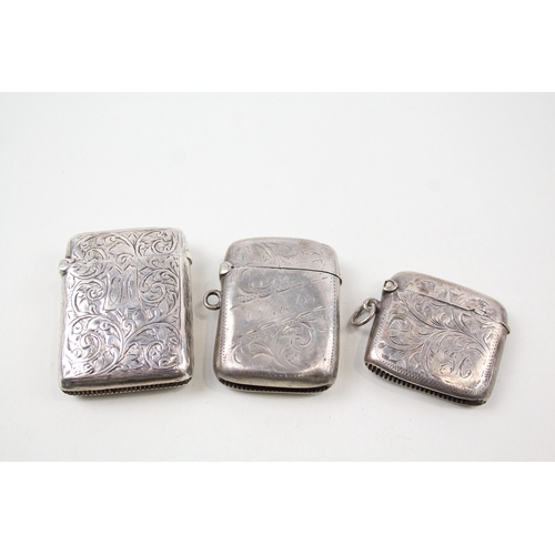 43 - 3 x .925 sterling silver vesta / match cases