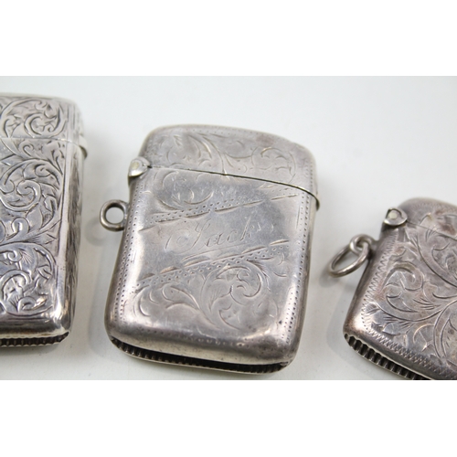 43 - 3 x .925 sterling silver vesta / match cases