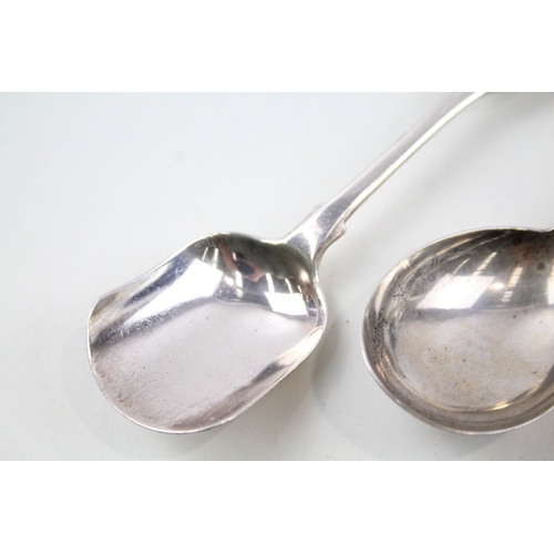 47 - 3 x .925 sterling spoons inc caddy, georgian, victorian etc