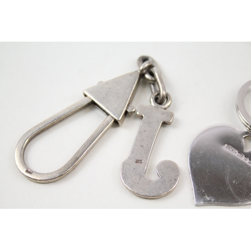 51 - 3 x .925 sterling keyrings inc heart etc