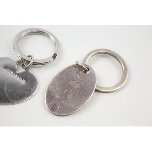 51 - 3 x .925 sterling keyrings inc heart etc