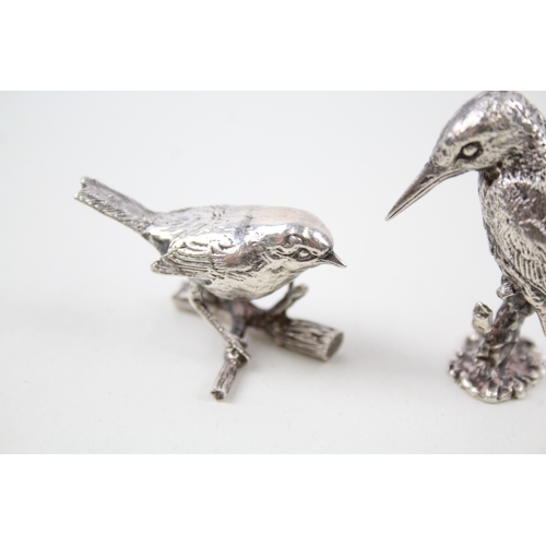 61 - 2 x Vintage Hallmarked .925 Sterling Silver Novelty Bird Ornaments Inc Robin 71g