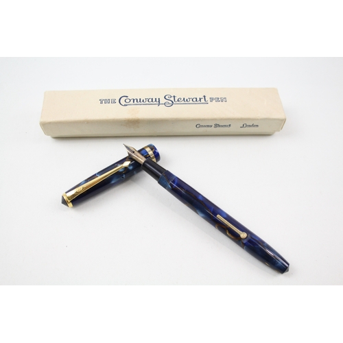 413 - Vintage Conway Stewart 12 Blue Fountain Pen w/ 14ct Gold Nib WRITING  Boxed