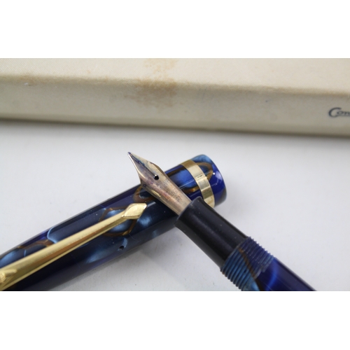 413 - Vintage Conway Stewart 12 Blue Fountain Pen w/ 14ct Gold Nib WRITING  Boxed