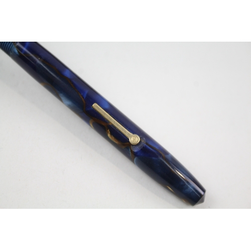 413 - Vintage Conway Stewart 12 Blue Fountain Pen w/ 14ct Gold Nib WRITING  Boxed