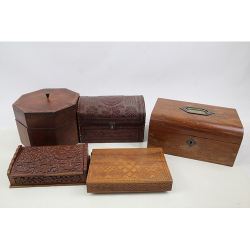 447 - Vintage Wooden and Leather Bound Boxes Collection