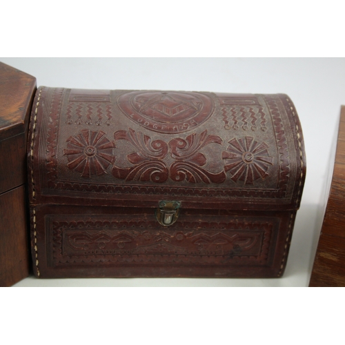 447 - Vintage Wooden and Leather Bound Boxes Collection