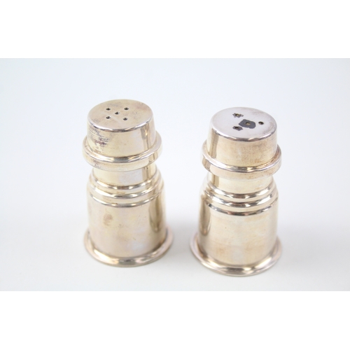 63 - 2 x .925 sterling silver salt & pepper shakers / cellars