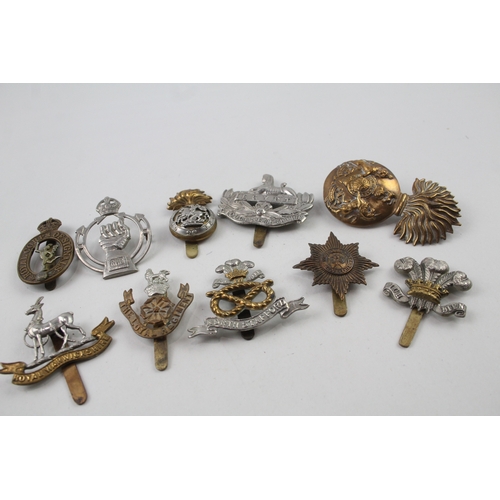 404 - Military Cap Badges Inc R. Scots Fusiliers, Loyal Regt, R. Armoured, Etc x 10