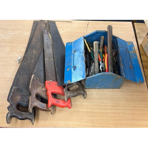 212 - Selection of assorted garden items includes saws etc