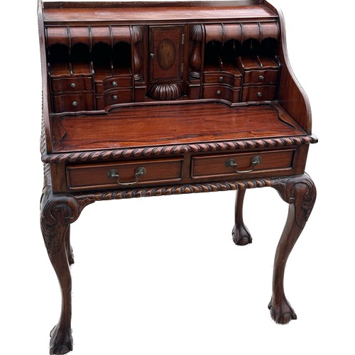 576 - Queen Anne with ball and and claw feet writing desk measures approx 34 inches tall by 27 wide and 17... 