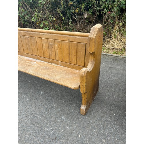 574 - Pine pew originally from ' The Glenfield Methodist Church' measures approx 98 inches long by 35 tall... 