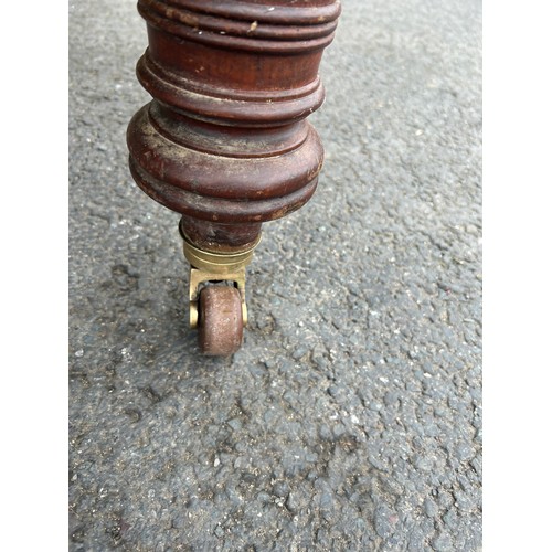 566 - Large mahogany Victorian Joseph Fitter patented wind out table with J. Fitter winding mechanism appr... 