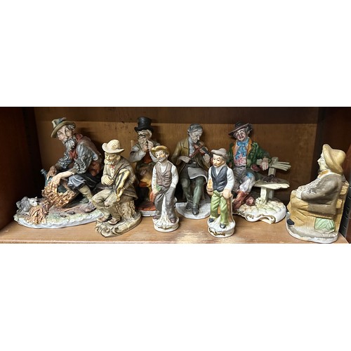 92 - Capodimonte figures along with capodimonte style figures