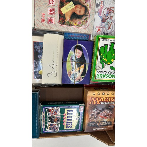 73 - 34 x vintage playing card decks including NFL baseball stars, comic super heroes, Japanese animation... 