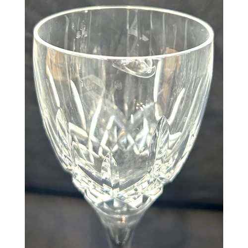 538 - Set 6 Waterford crystal Lismore water goblet / wine glasses, unfortunately one glass has a chip to r... 