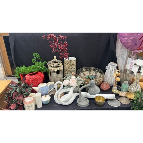 254 - Selection of homeware to include strawberry vase, candle holders, vases etc