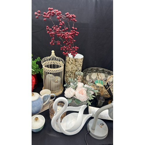 254 - Selection of homeware to include strawberry vase, candle holders, vases etc