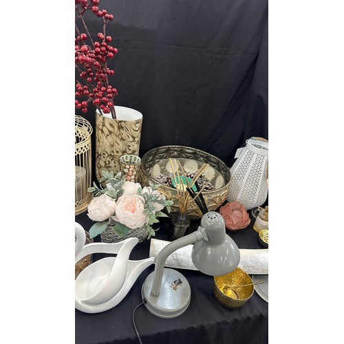 254 - Selection of homeware to include strawberry vase, candle holders, vases etc