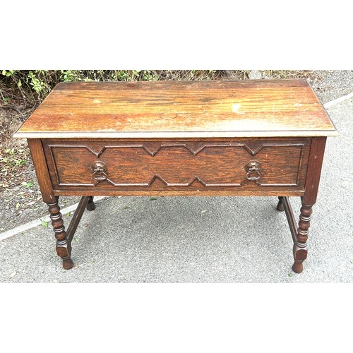 541 - 1 Drawer oak side table 24 inches tall 18 inches depth 39 inches depth