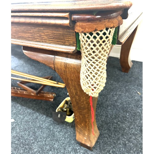 543 - Riley snooker/ dining table and accessories and 6 dining chairs 47 inches by 89 inches