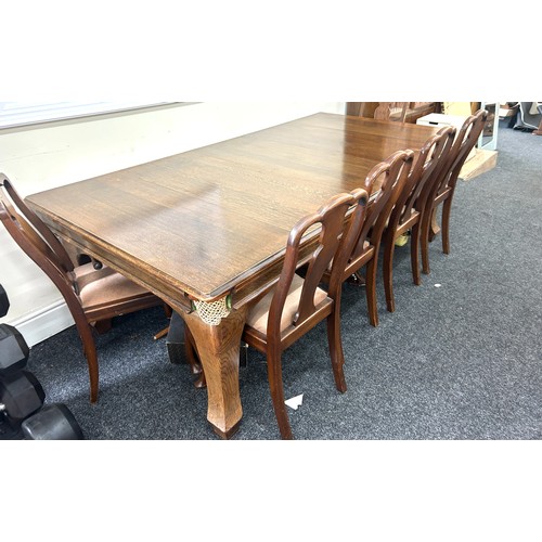 543 - Riley snooker/ dining table and accessories and 6 dining chairs 47 inches by 89 inches