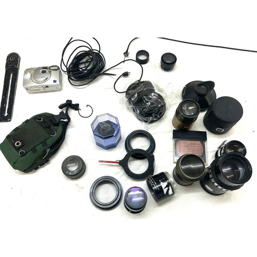 84 - Selection of lenses and one fine pix camera etc, untested