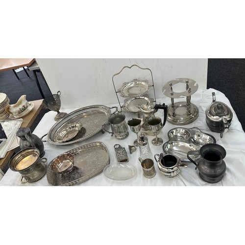 159 - Large selection of EPNS items to include trays, goblets, kettles etc