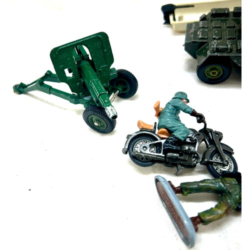 48 - Selection of plastic toy soldiers, Dinky military vehicle, tank, car etc