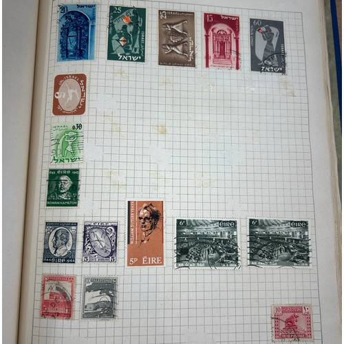 146 - 3 folders containing various stamps, various countries and de-nominations,, 5 empty stamp folders