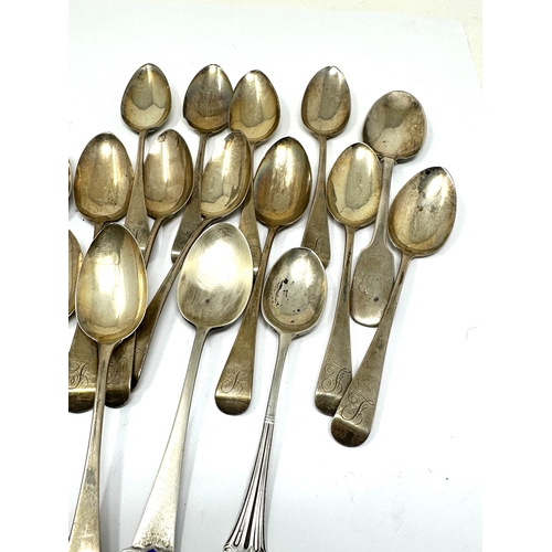 76 - Selection of silver tea spoons & sugar tongs weight 320g