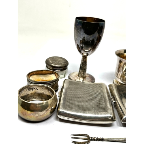 77 - selection of silver items includes cigarette cases napkin rings etc silver weight 280g