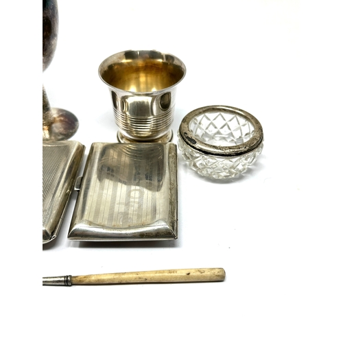 77 - selection of silver items includes cigarette cases napkin rings etc silver weight 280g