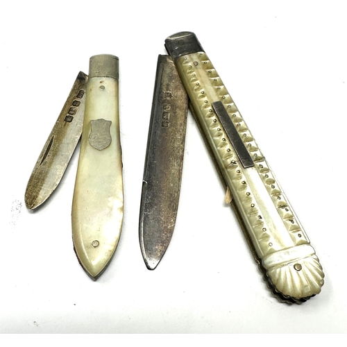 90 - 2 antique silver blade fruit knives