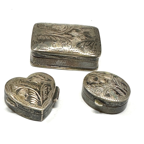 93 - 3 vintage silver pill boxes