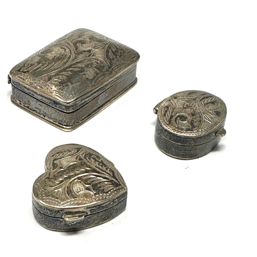 93 - 3 vintage silver pill boxes