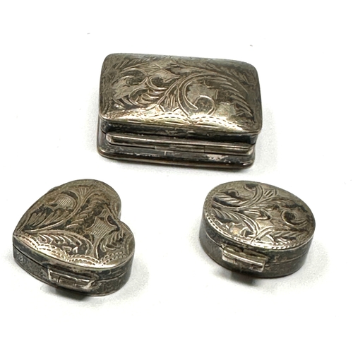 93 - 3 vintage silver pill boxes