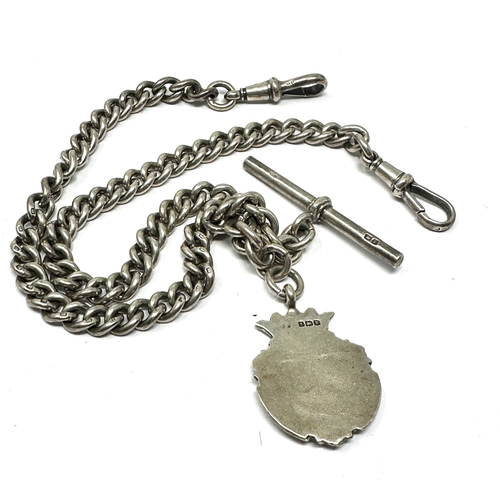 94 - Antique silver double albert watch chain & fob weight 52g