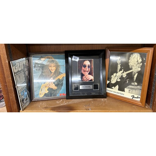 59 - Selection of Framed musician prints includes one signed