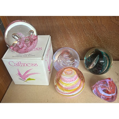 4 - Selection of 5 glass Caithness paperweights, one boxed