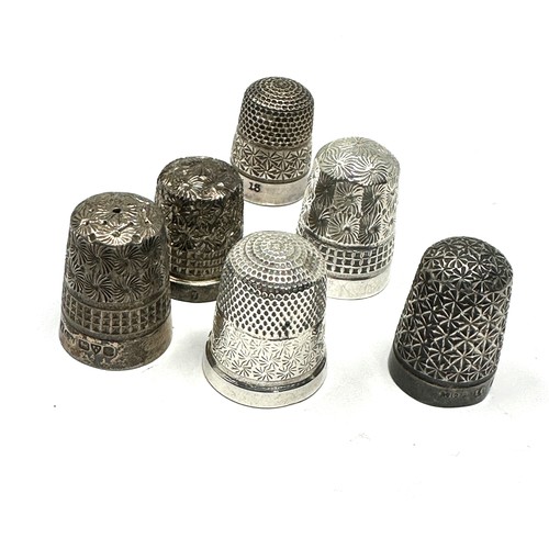 106 - 6 antique Silver thimbles inc charles horner