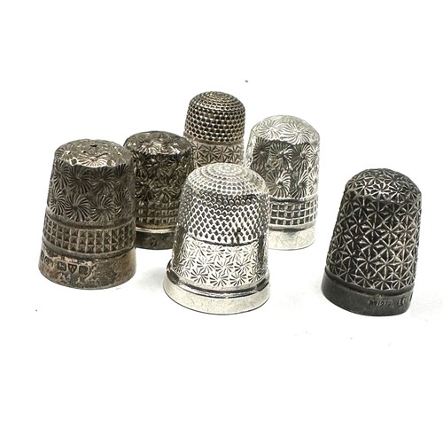 106 - 6 antique Silver thimbles inc charles horner