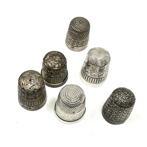 106 - 6 antique Silver thimbles inc charles horner