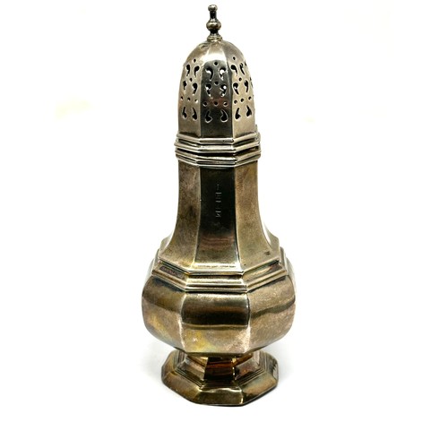 107 - Vintage Silver sugar caster measures height 17cm Birmingham silver hallmarks weight 140g