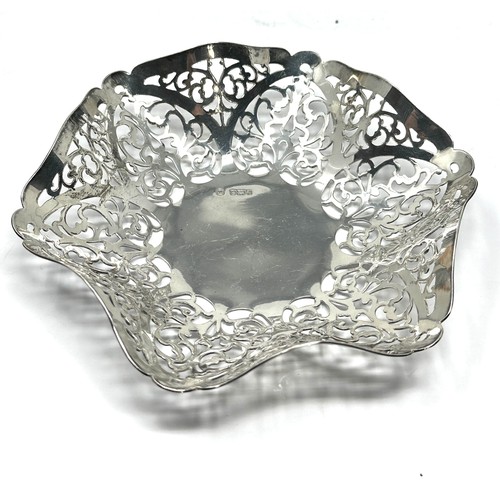 108 - Pierced Silver bon bon dish measures approx 14.5cm dia weight 102g