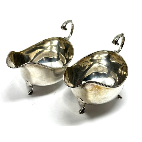 113 - Pair of Silver gravy boats birmingham silver hallmarks weight 214g