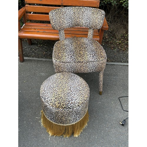 604 - Leopard print bedroom chair and foot stool