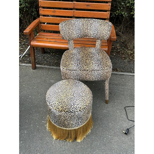 604 - Leopard print bedroom chair and foot stool